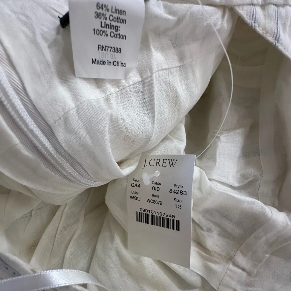 J Crew NWT Sylvan Halter Dress Backless Ruffle Linen Cotton Striped size 12